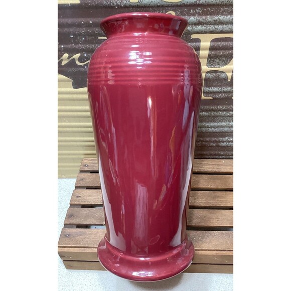 Fiesta Pottery 9.5" Monarch Flower Vase Cinnabar Maroon Glaze Art Deco HLC - Picture 1 of 8